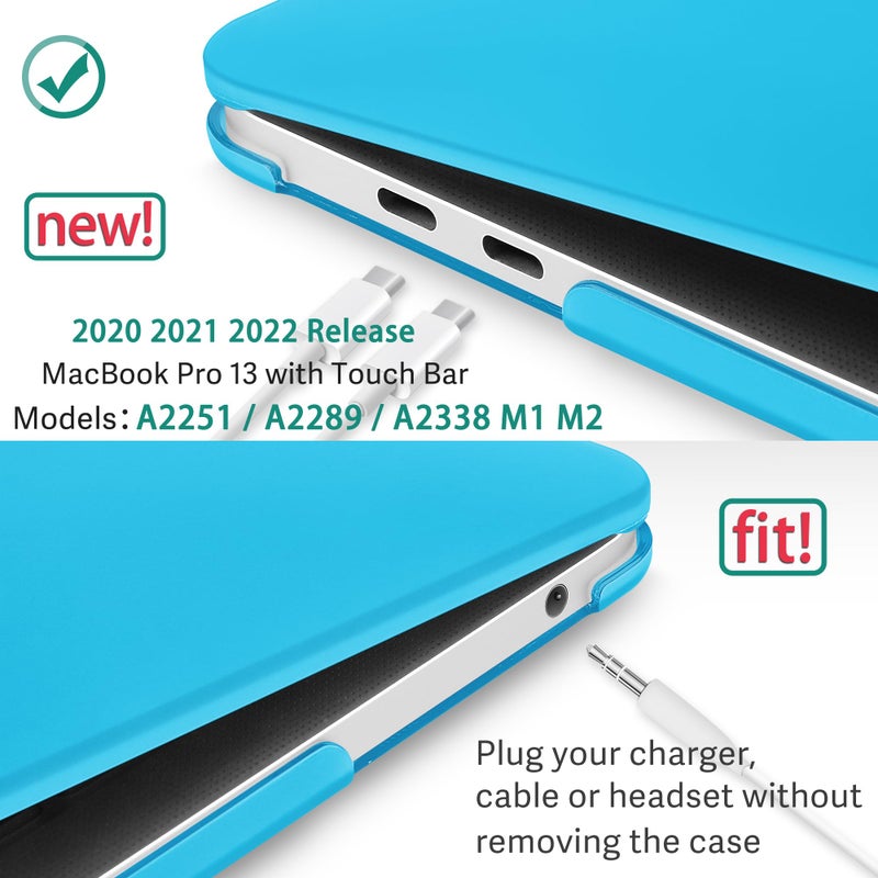 May Chen Compatible with MacBook Pro 13 inch Case 2020 2021 Release Model A2338 M1 A2251 A2289, Plastic Hard Shell Case with Keyboard Cover for MacBook Pro 13 Touch Bar Fits Touch ID, Matte Blue - Image 2